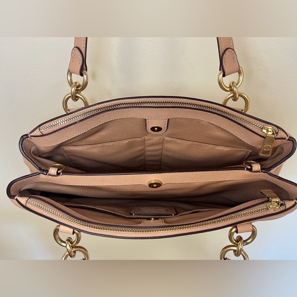 Coach Crossgrain Large Leather Brooke Carryall Bag Nude Pink - Picture 13 of 16